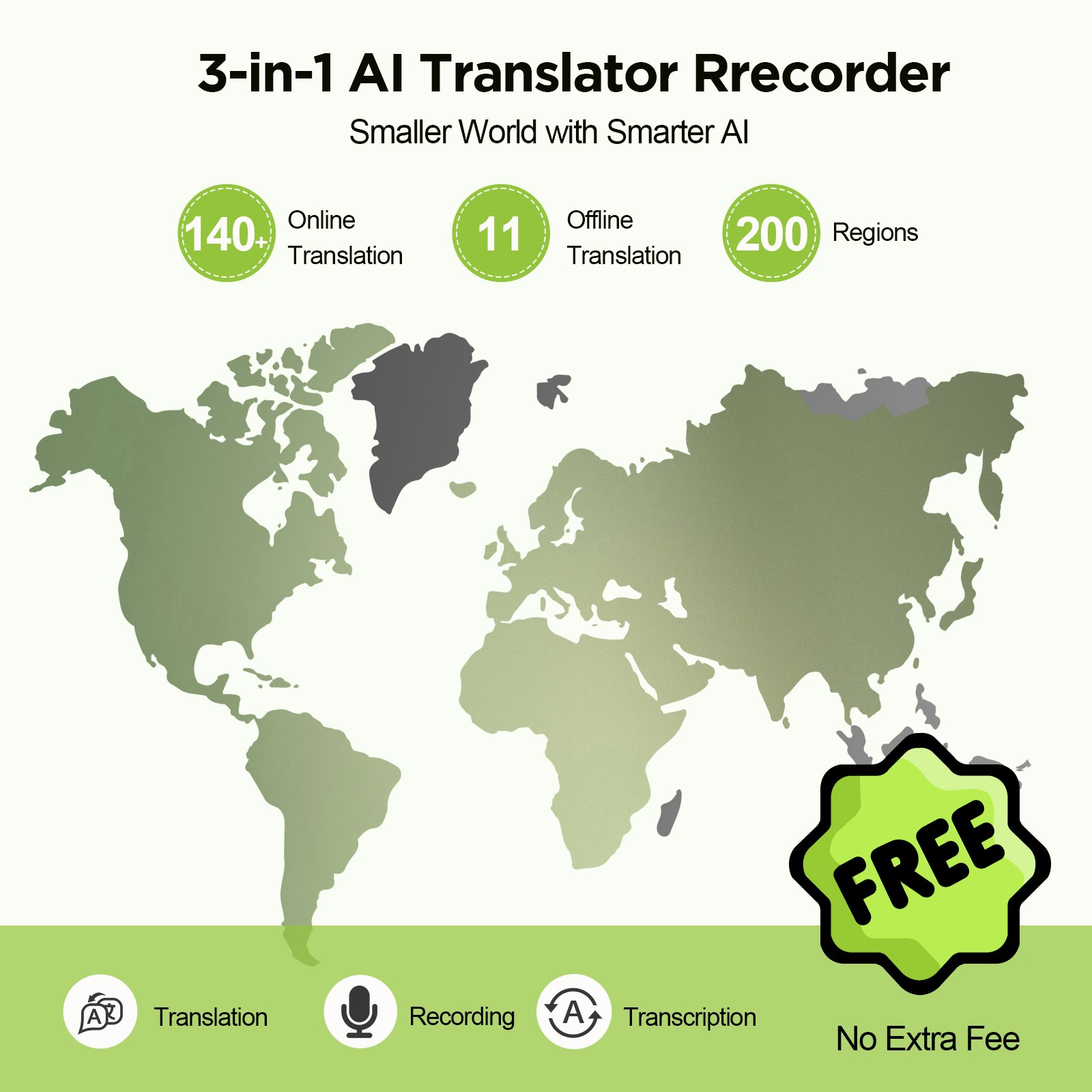 Brexlink 3-in-1 AI translator recorder  gallery image