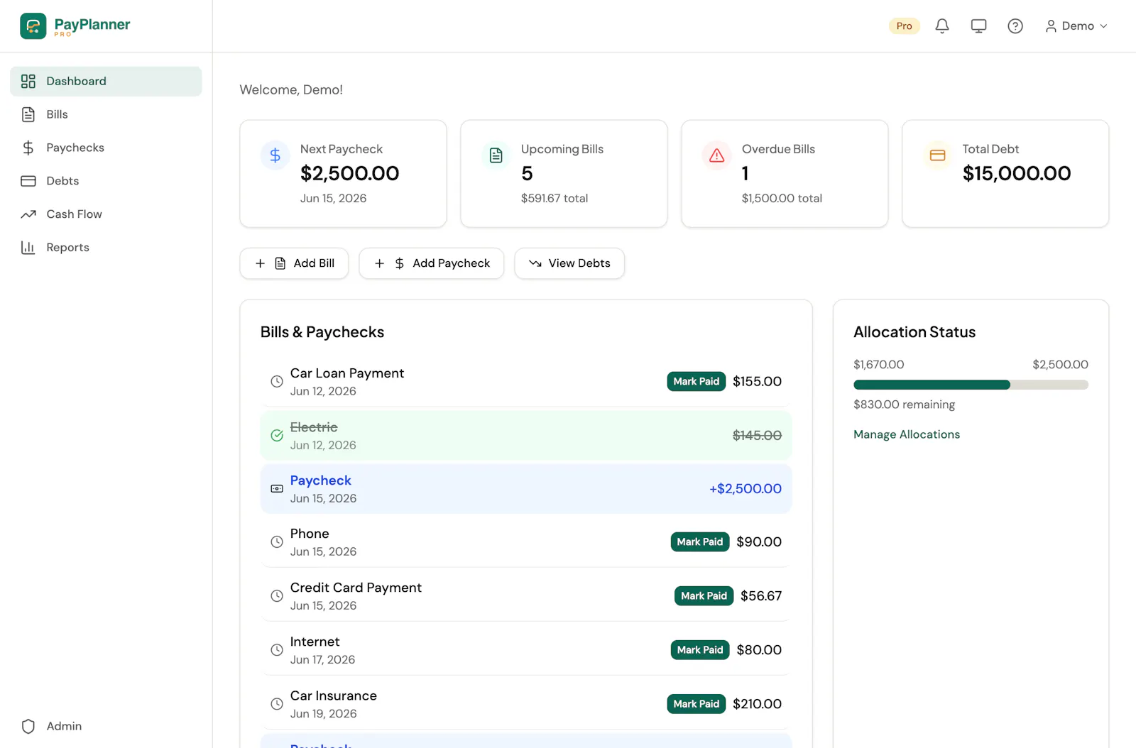 PayPlanner Pro screenshot 2
