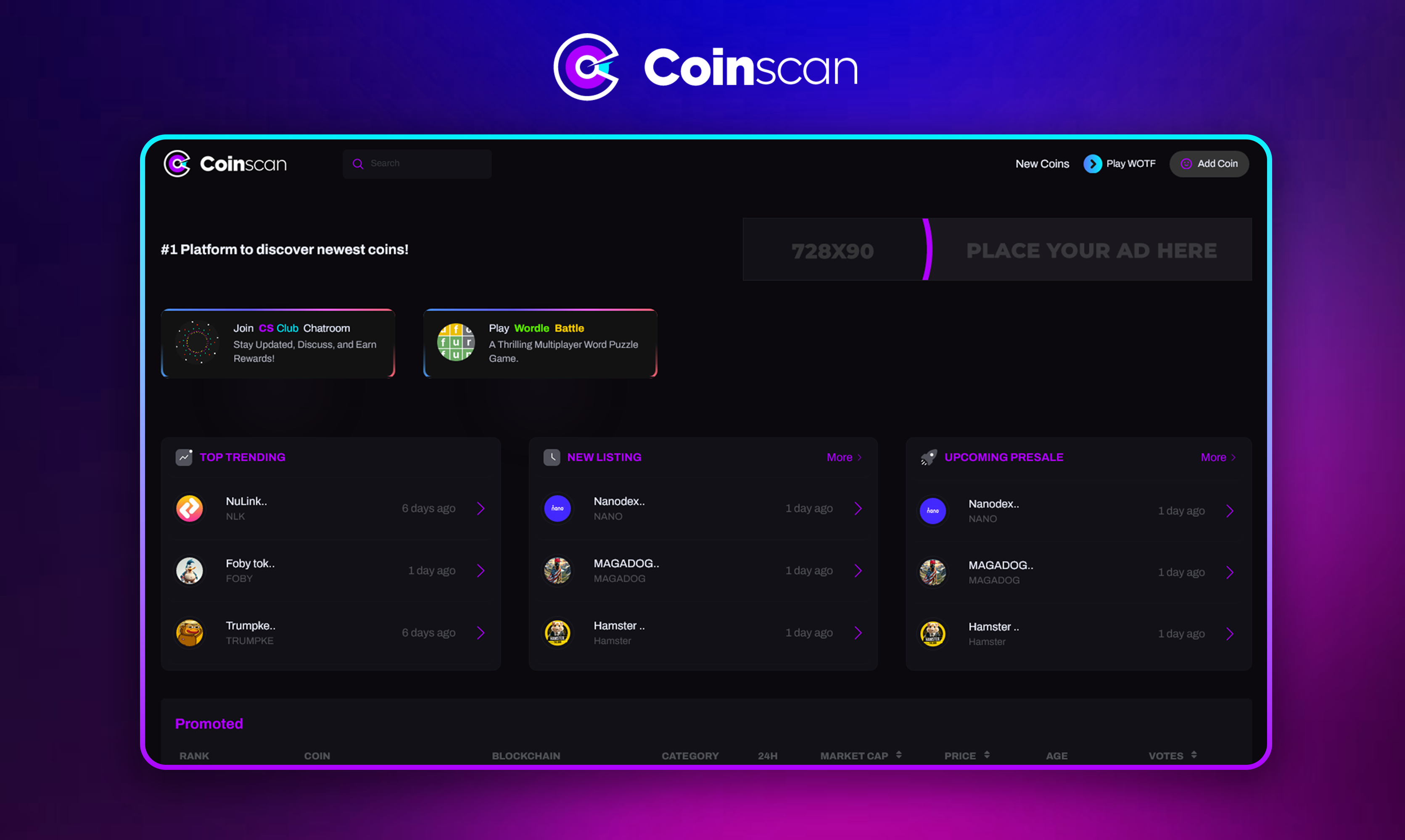 Coinscan.cc - Piattaforma #1 per scoprire le monete più recenti! media 2