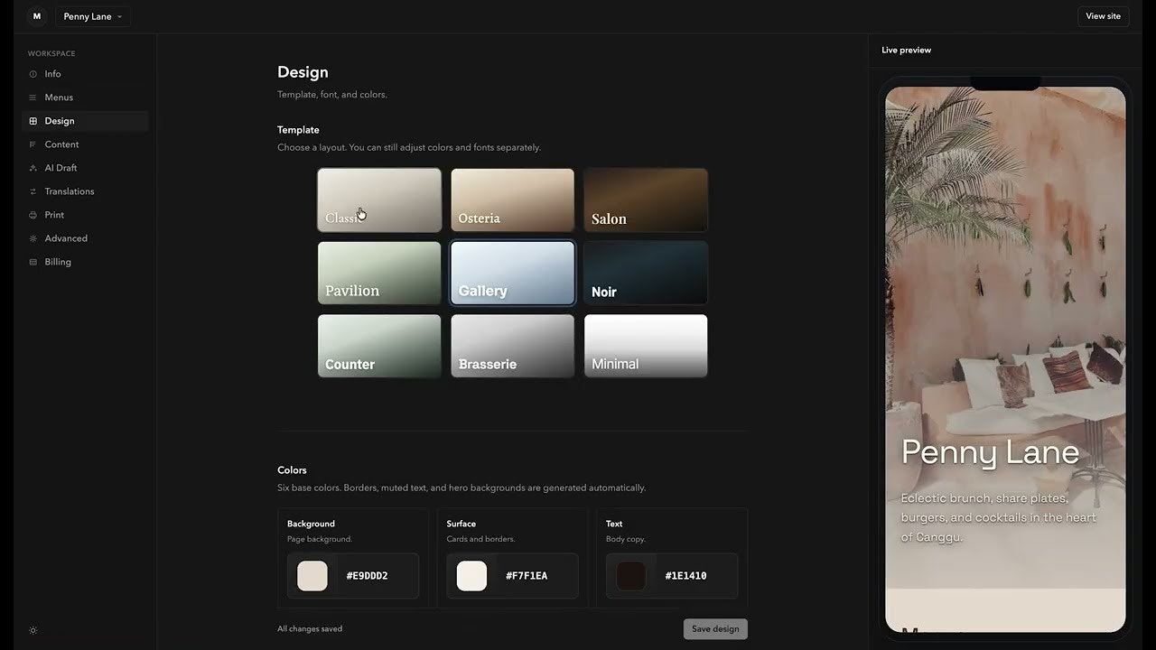 Menu Builder gallery image