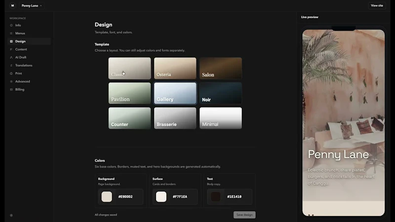 Menu Builder screenshot 1 (video preview)