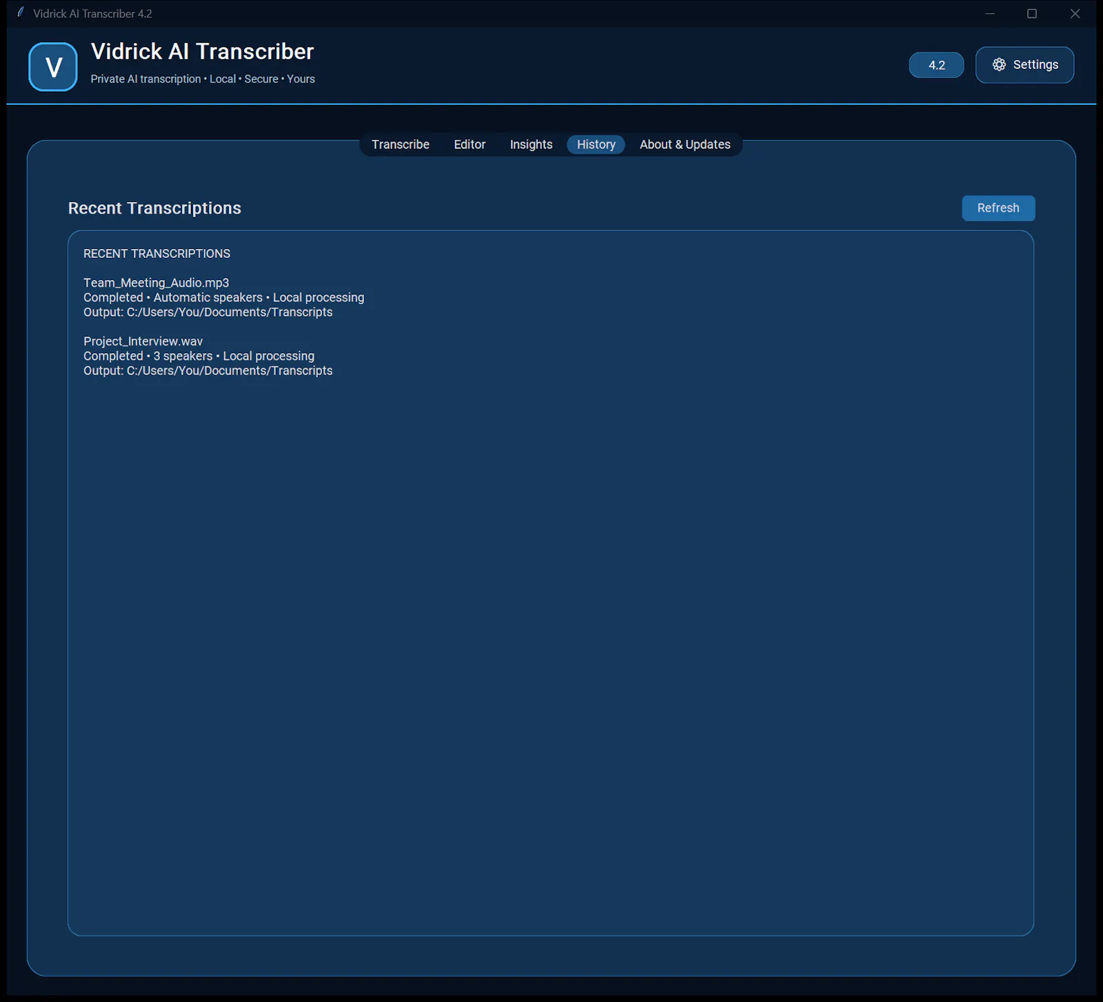 Vidrick AI Transcriber screenshot 2