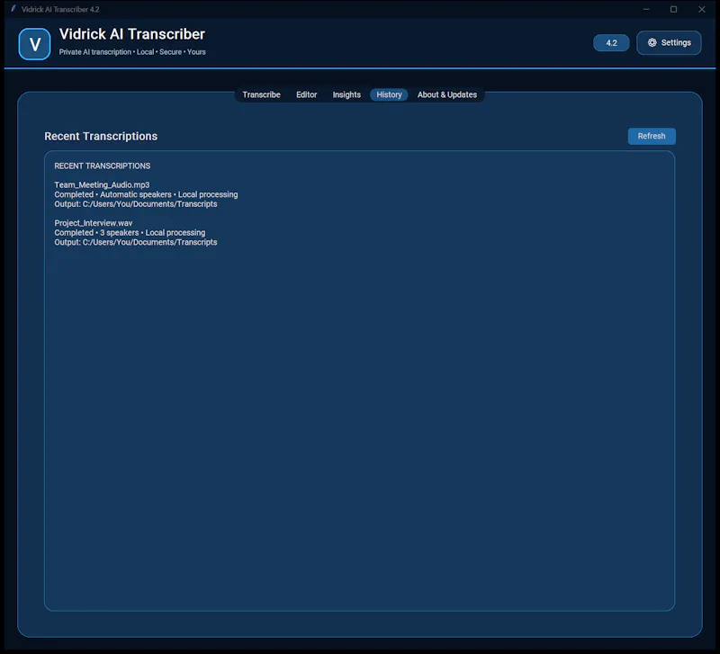 Vidrick AI Transcriber screenshot 2