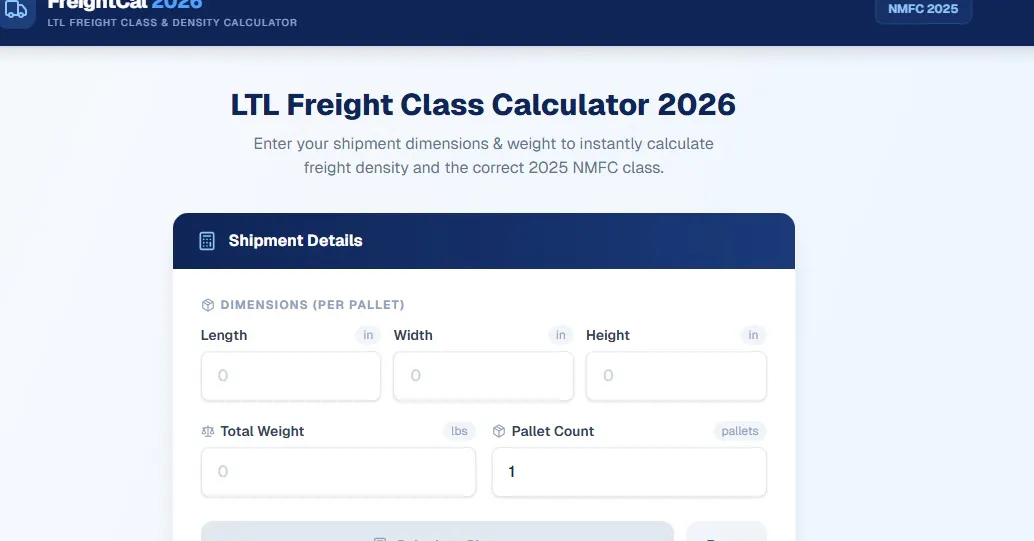 Banner del producto Calculate LTL Freight Class & Density