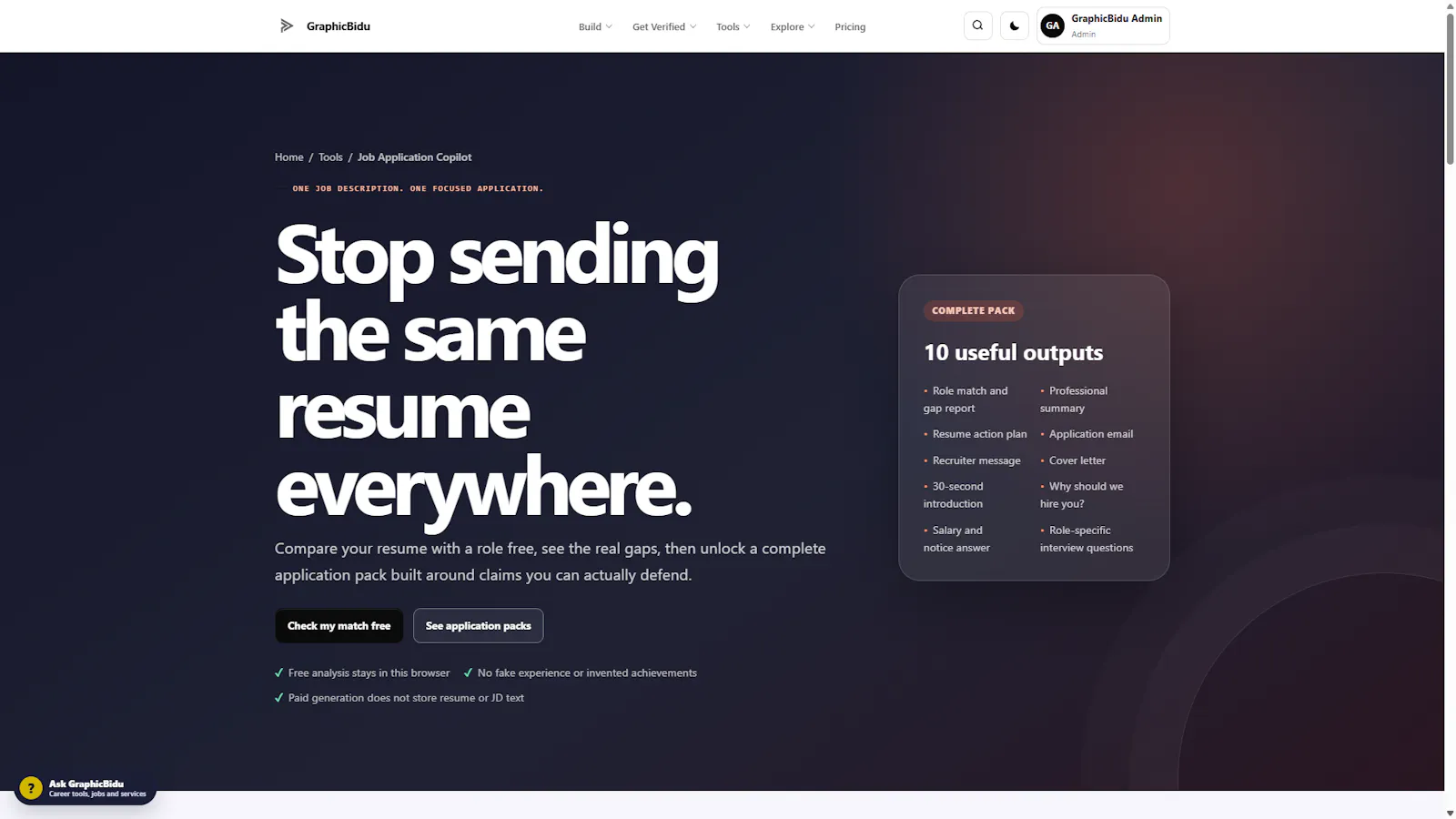 GraphicBidu Job Application Copilot screenshot 1