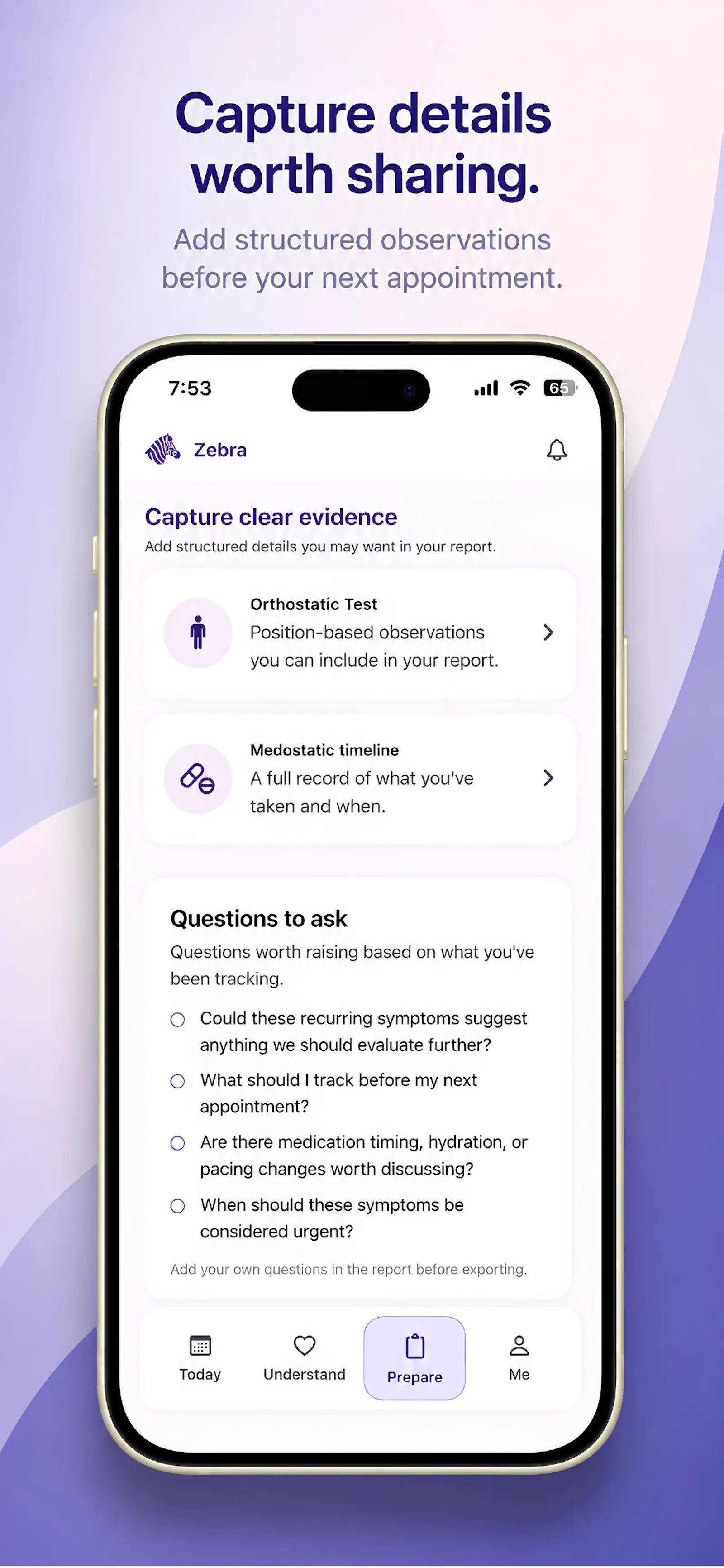 Zebra — Symptom tracker for POTS, EDS screenshot 4
