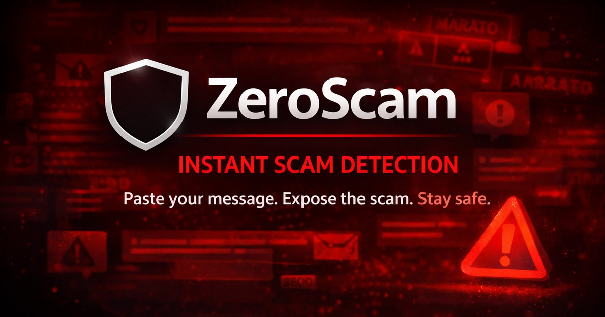 ZeroScam - Main product screenshot demonstrating key features and user interface