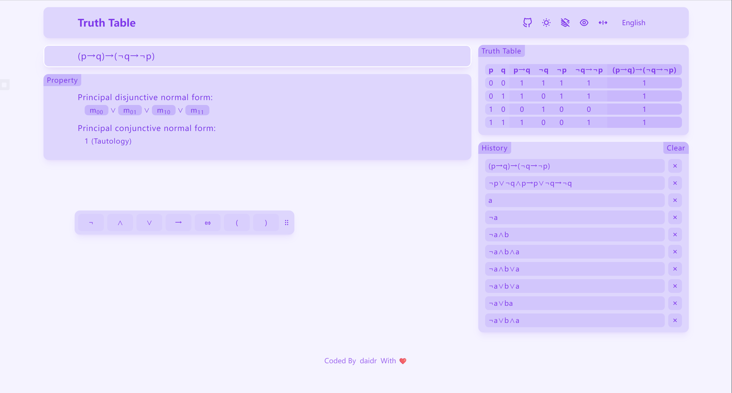 Truth Table - Generate corresponding truth table from logical expression media 1