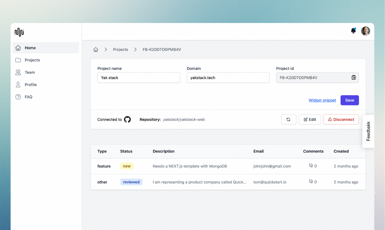 Feedbakk.io - Получите обратную связь, сделайте это разговором медиа 2