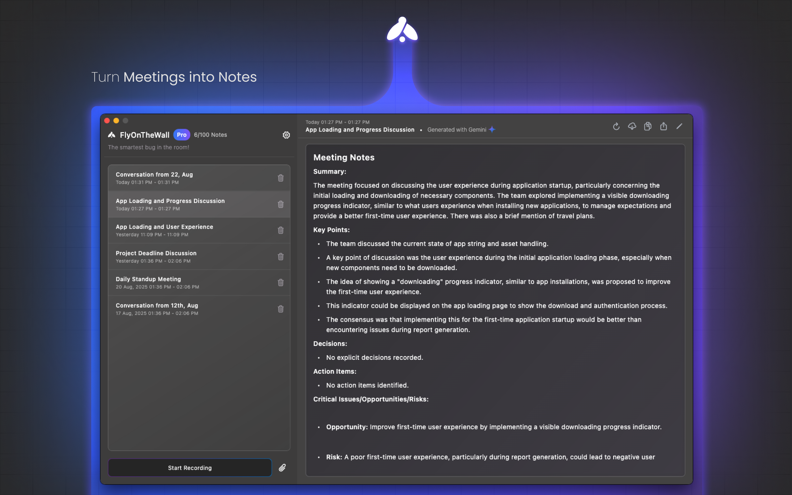 FlyOnTheWall - AI Meeting Notes gallery image