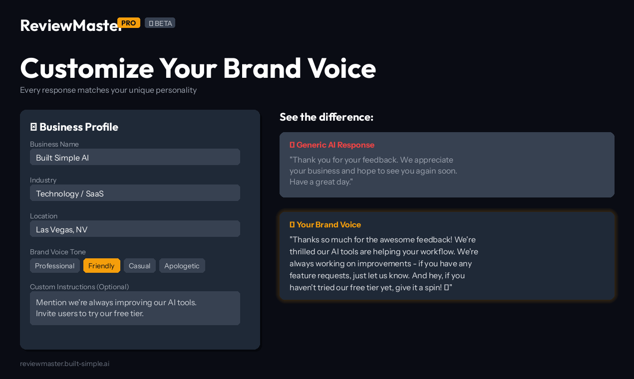ReviewMaster Pro Beta - Main product screenshot demonstrating key features and user interface