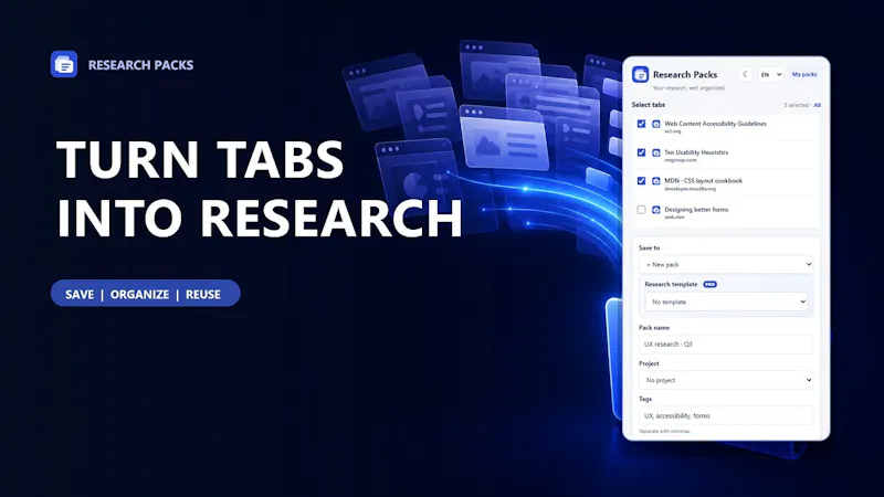 first Chrome tools - Research Packs screenshot 1 (video preview)