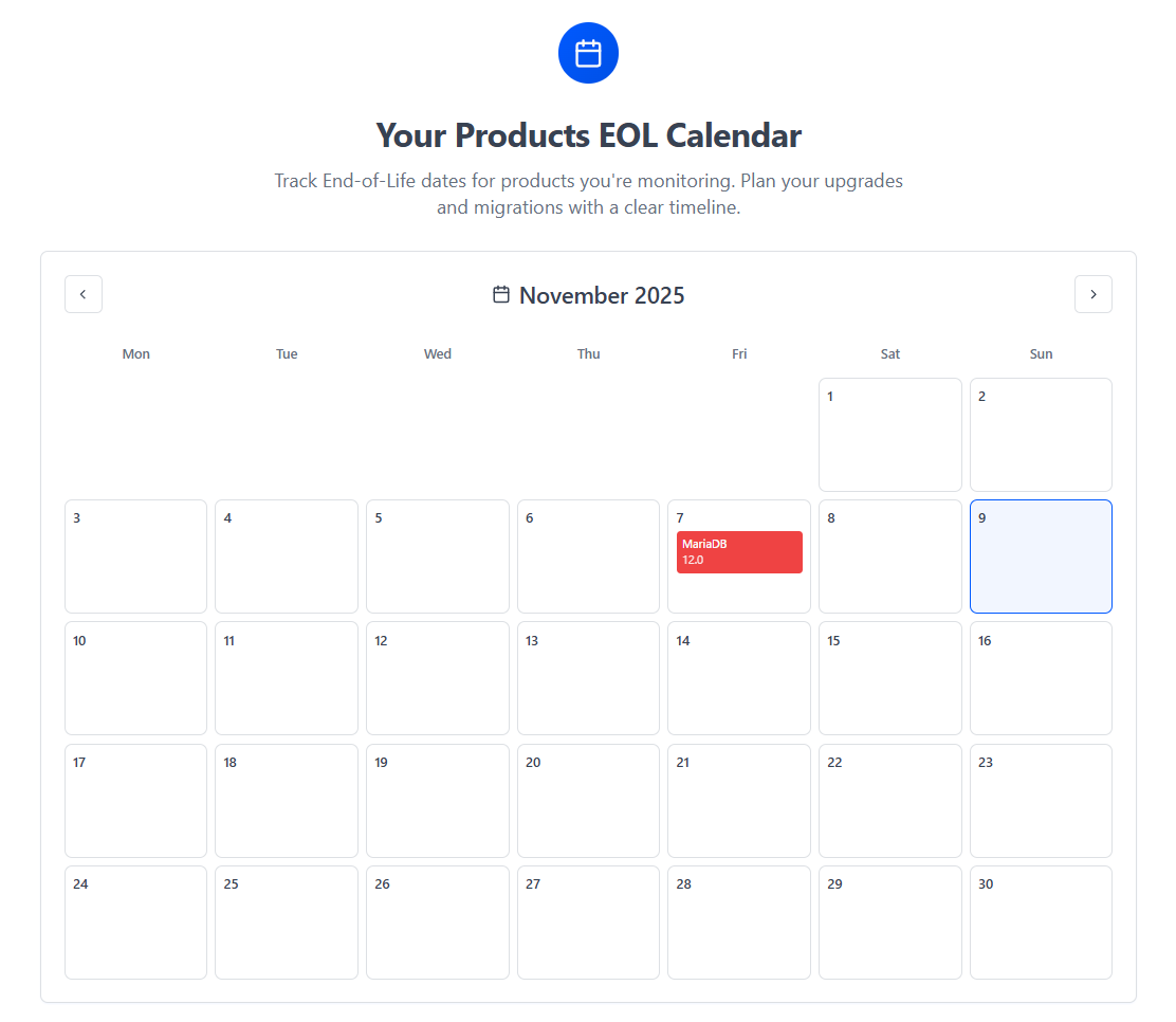 EOL Status - Screenshot 2 preview