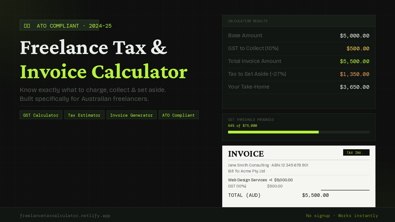Aus Freelancer Tax & Invoice Calculator gallery image