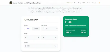 Army Height and Weight Calculator gallery image