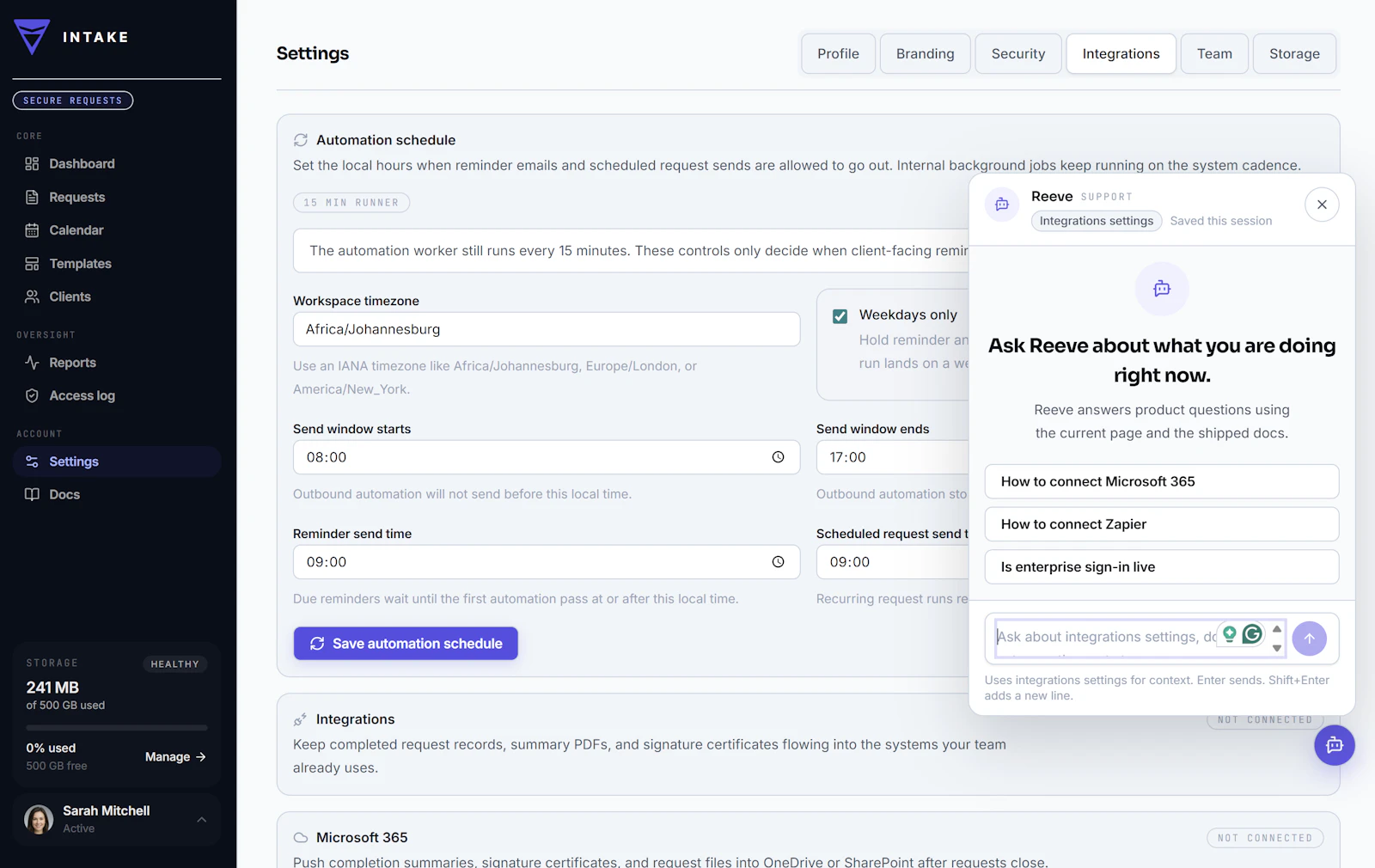 Intake screenshot 7