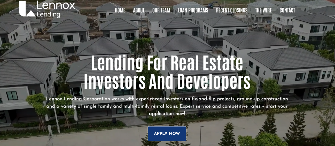 Lennox Lending - Main product screenshot demonstrating key features and user interface