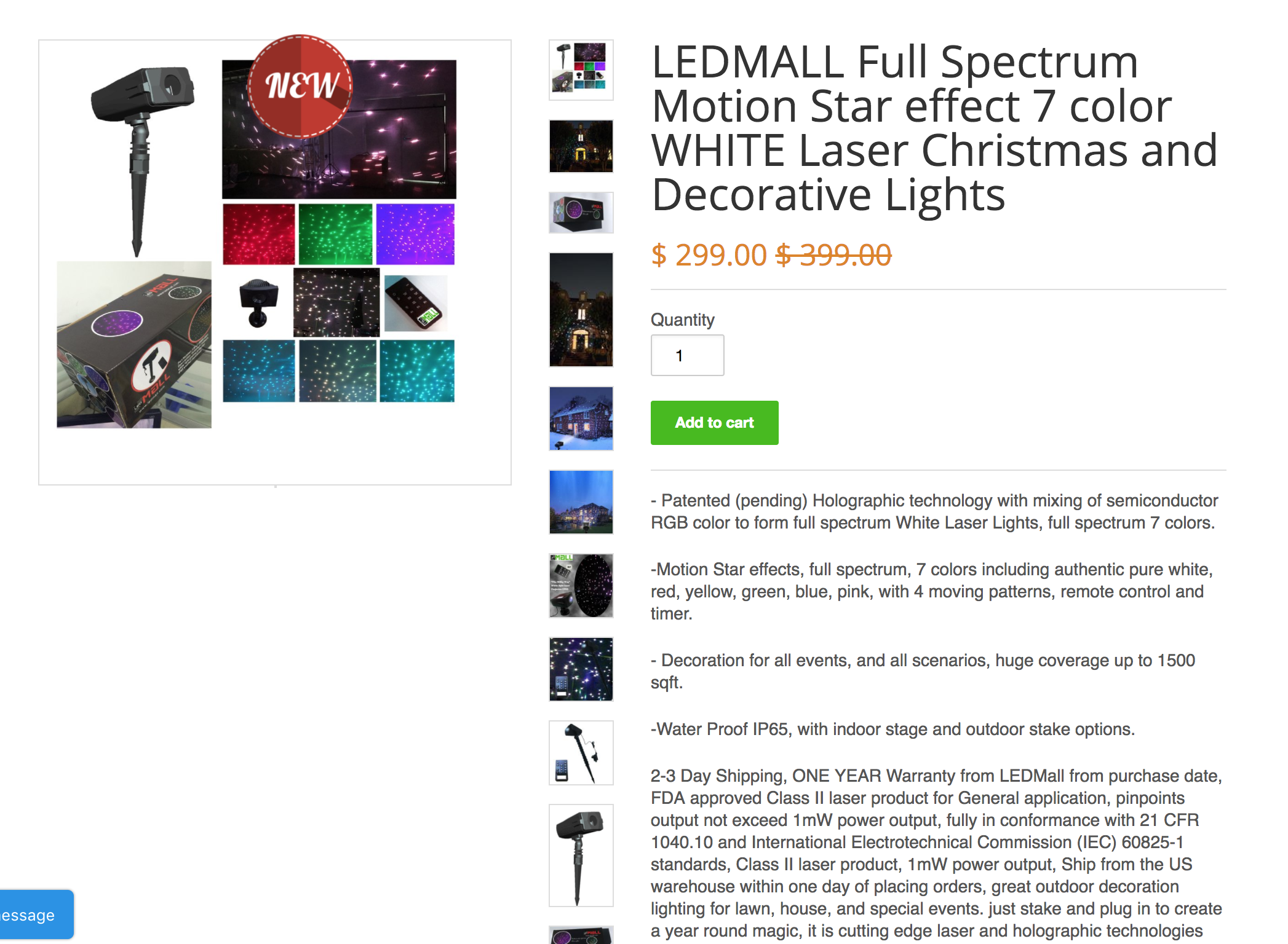 LEDMall - White Laser Christmas Lighting Projector gallery image