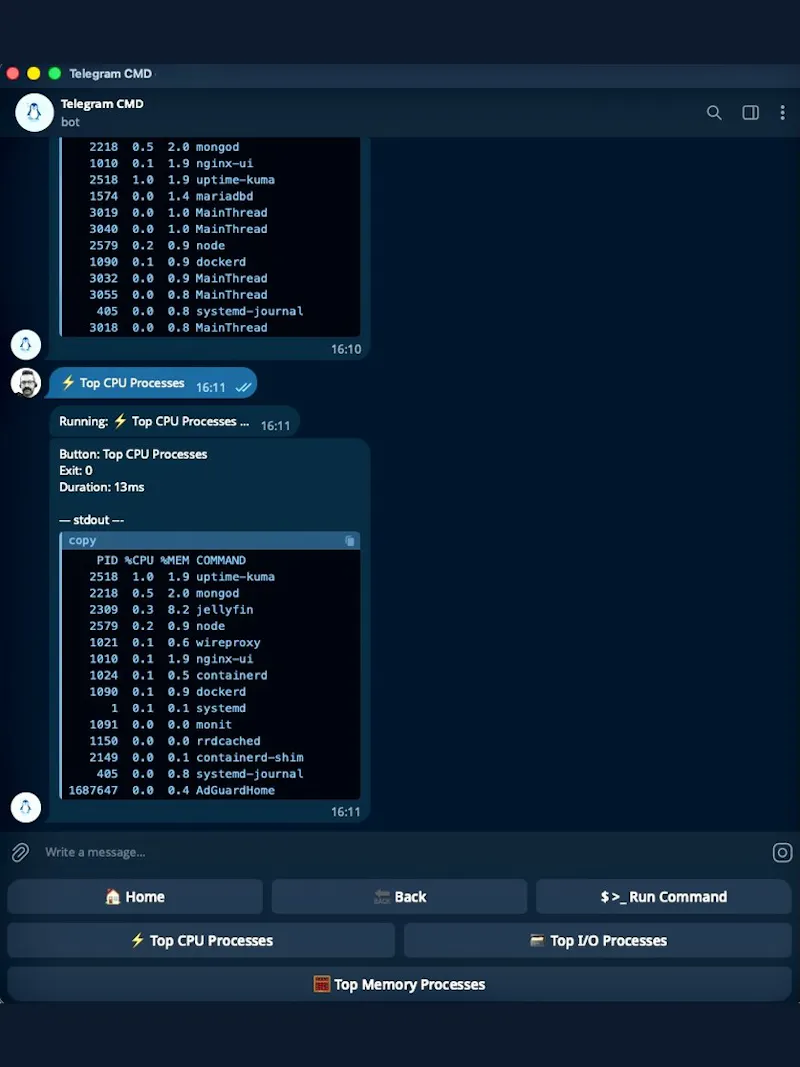 Telegram Commander screenshot 3