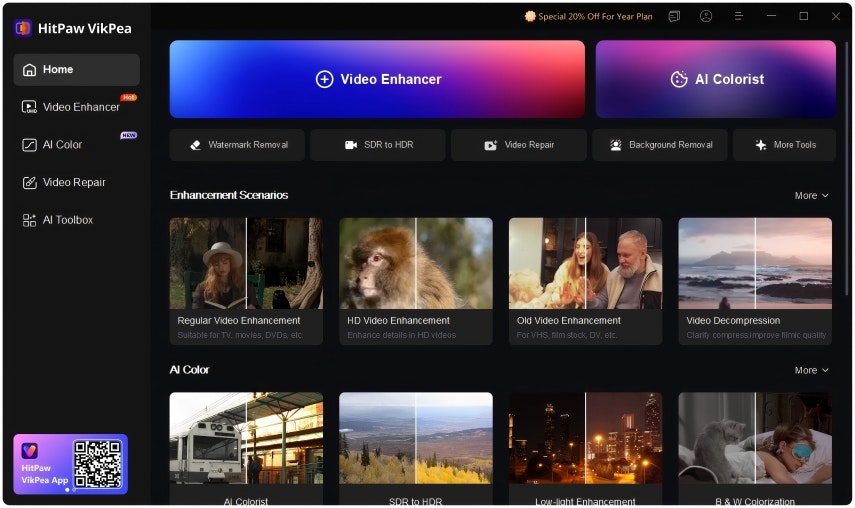 Média HitPaw VikPea pour Windows - Optimiseur vidéo IA de qualité professionnelle 2
