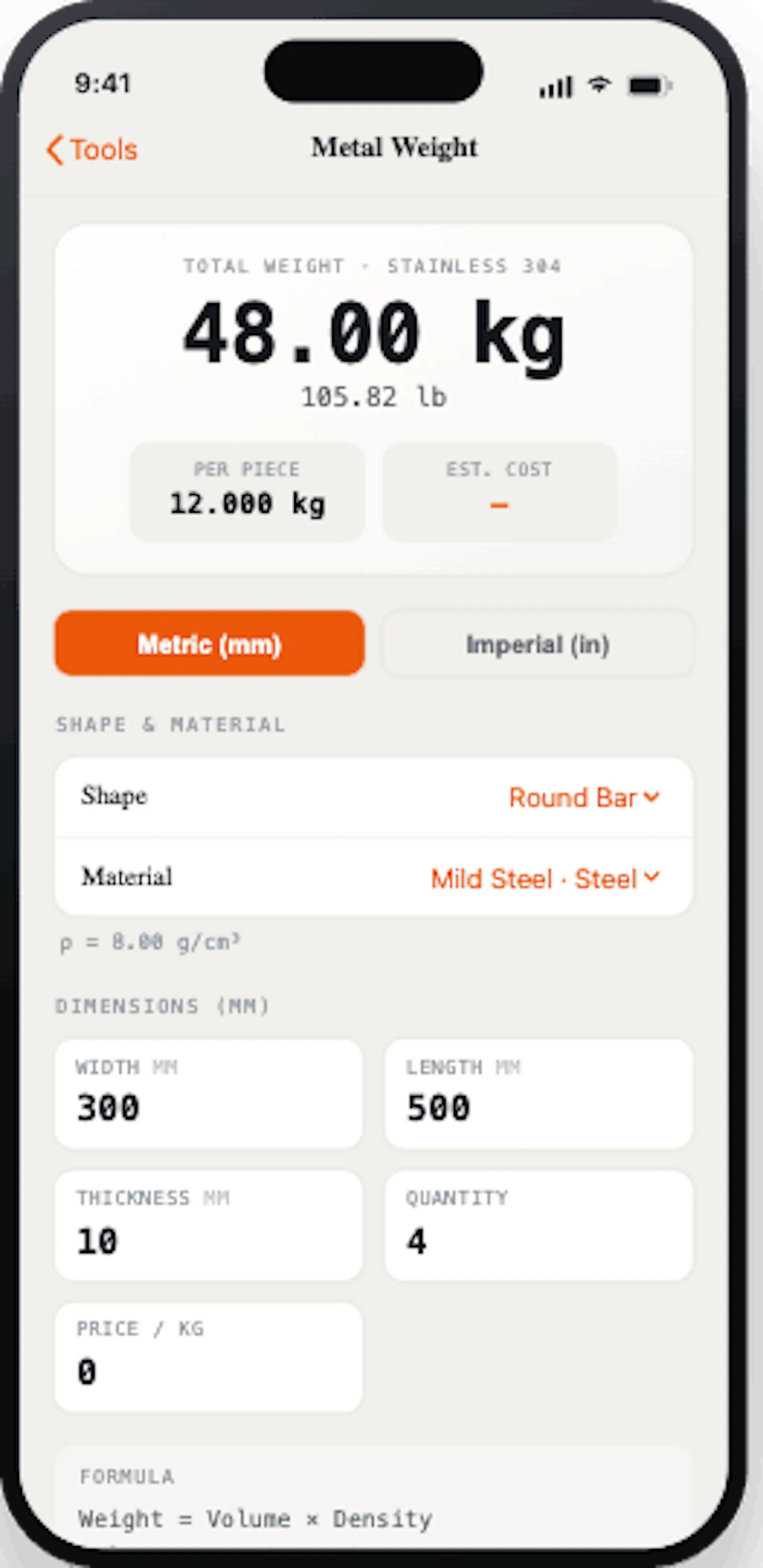 Workshop Calc screenshot 3