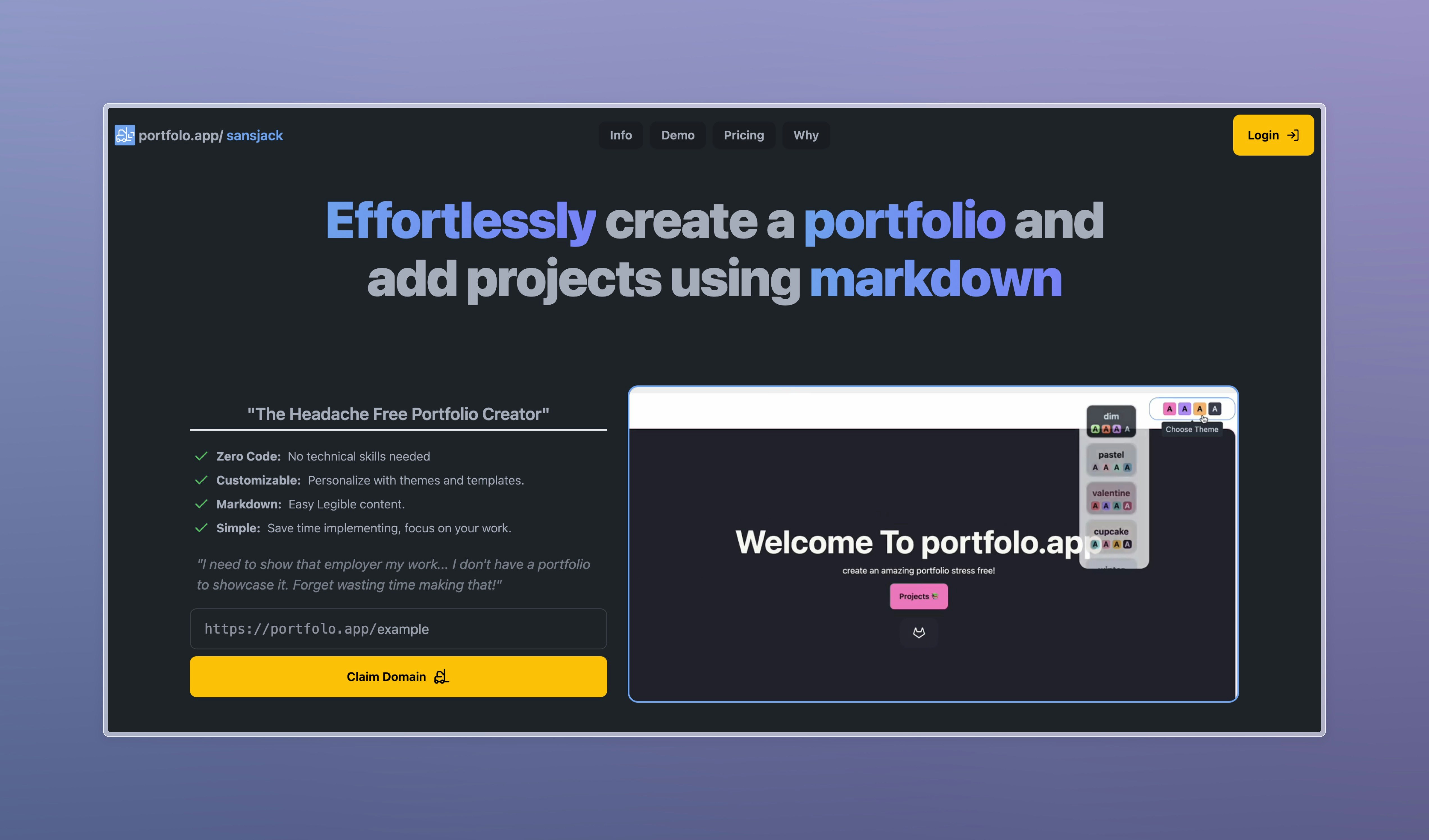 startuptile portfolo-Create a portfolio and add projects using markdown