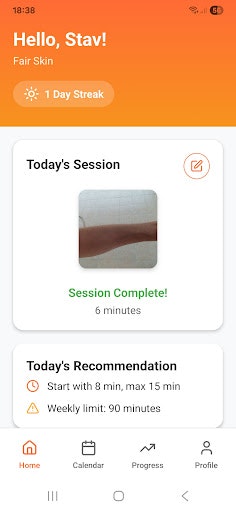 Sun Tan Tracker - Main product screenshot demonstrating key features and user interface