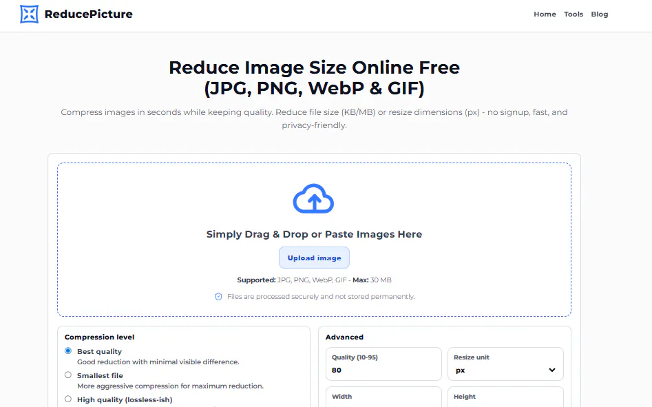 Reduce Picture 제품 배너