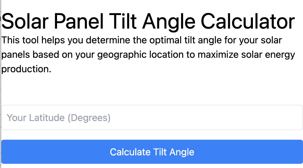 Solar Panel Tilt Angle Calculator media 1