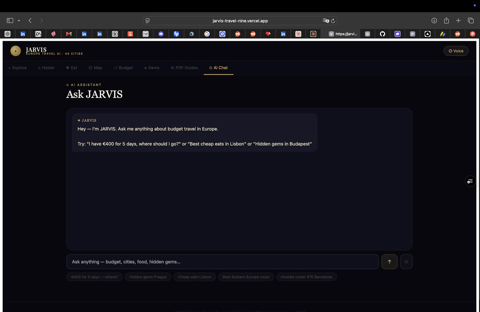 JARVIS Europe Travel AI screenshot 2