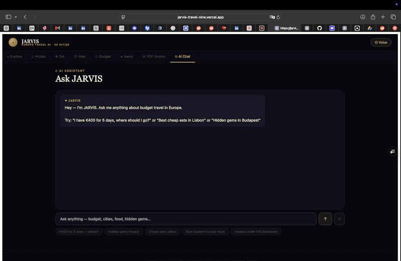 JARVIS Europe Travel AI screenshot 2