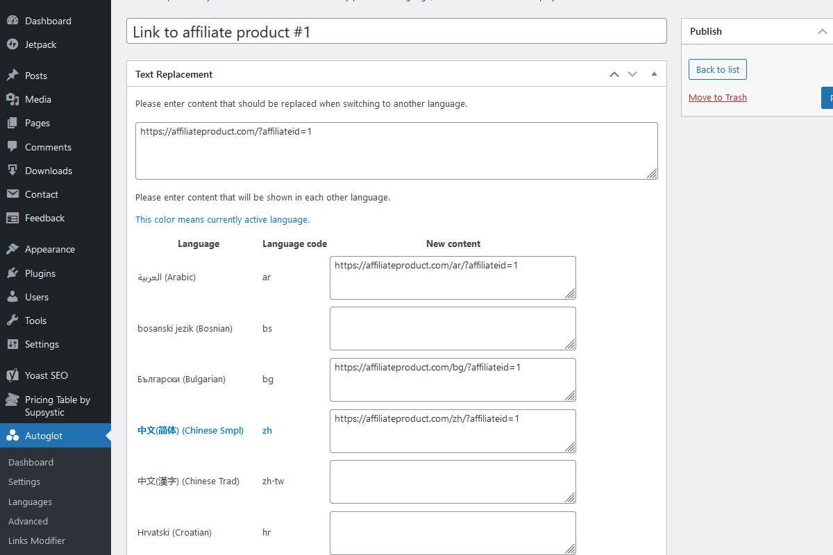 Autoglot - WordPress Перевод.Полностью автоматизированный, SEO -совместимый. медиа 6