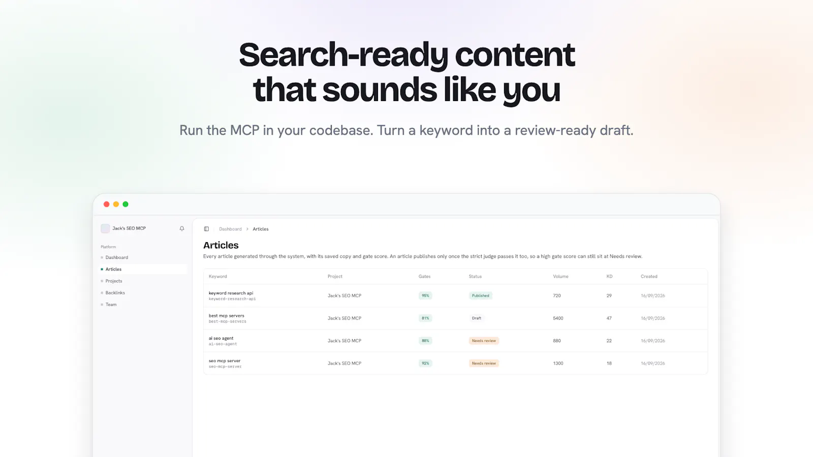 Jack's SEO MCP screenshot 1