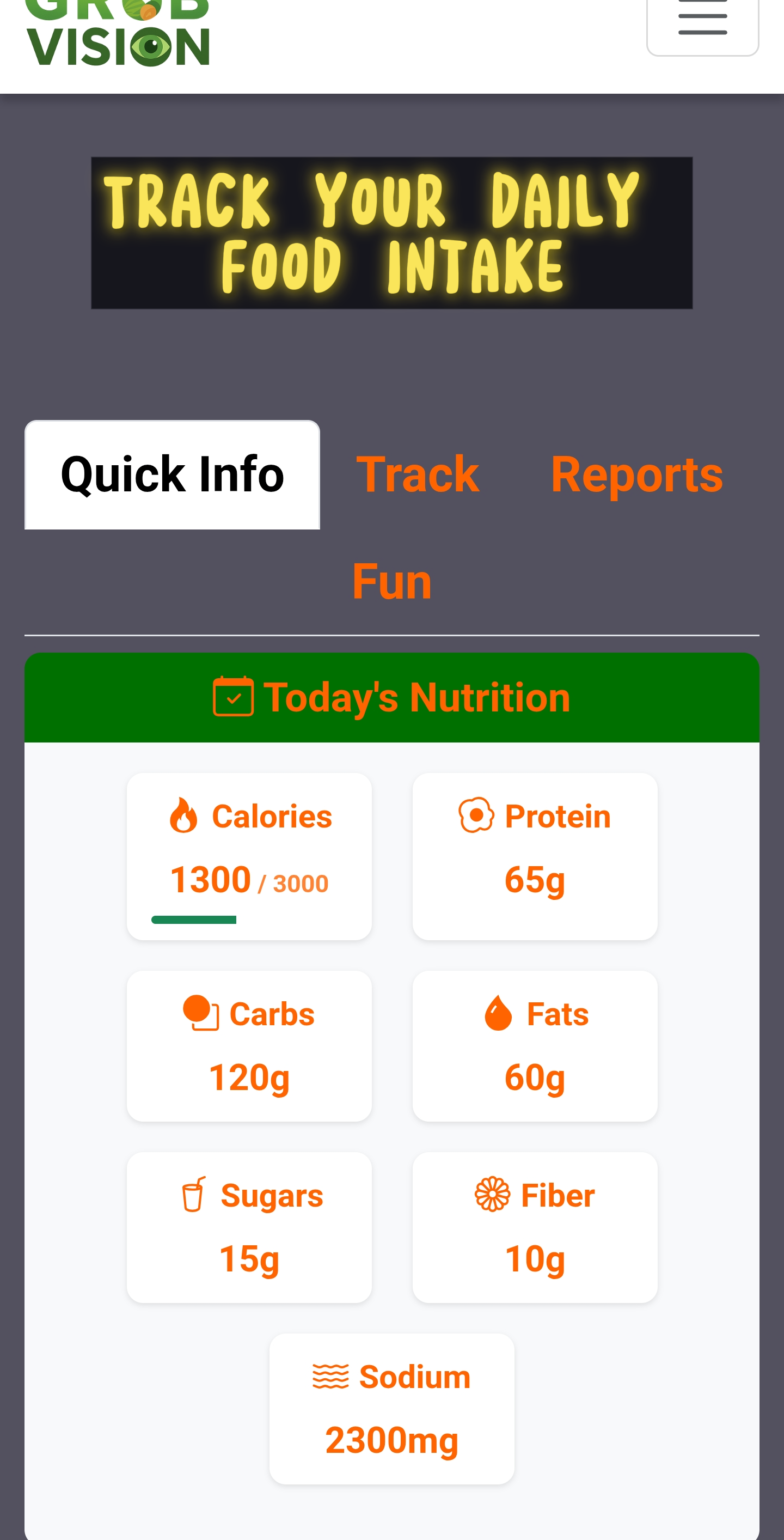 Media Penglihatan grub - Snap makanan anda dan dapatkan statistik dan banyak lagi! 1