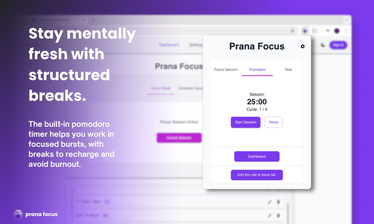 Focus Prana - Blocca i siti Web di distrazione.Reindirizza la tua attenzione. media 3