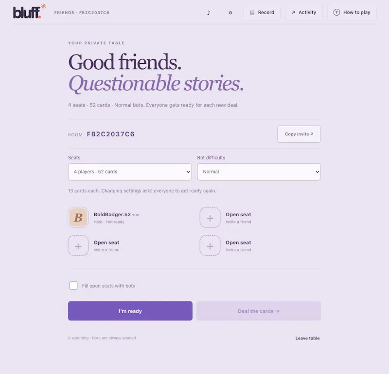 Bluff screenshot 2