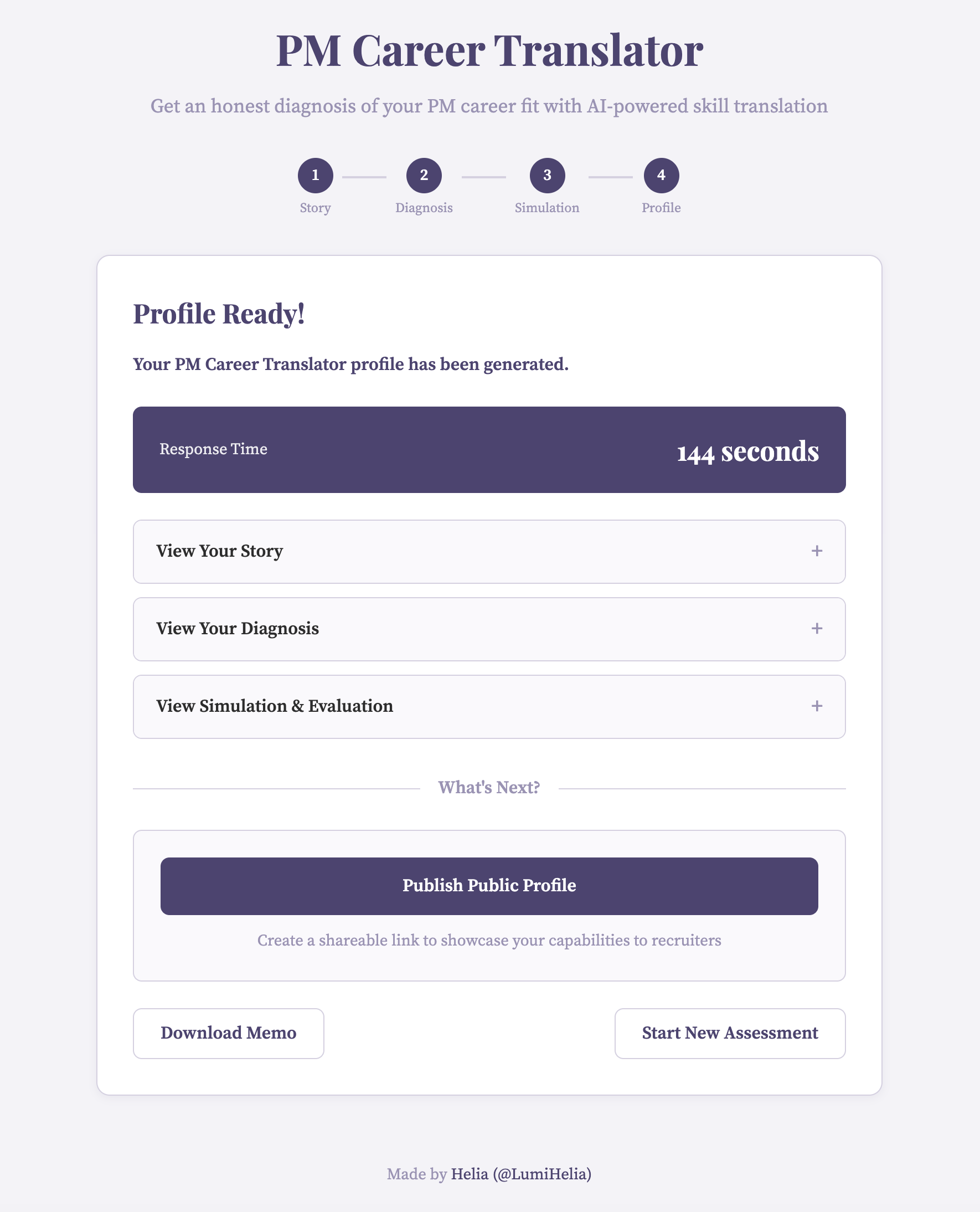PM Career Translator - Screenshot 4 showing product features and functionality
