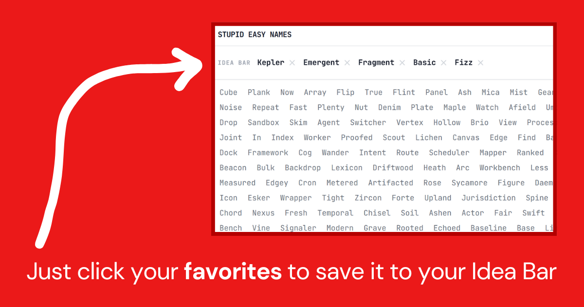 Stupid Easy Names - Screenshot 2 showing product features and functionality