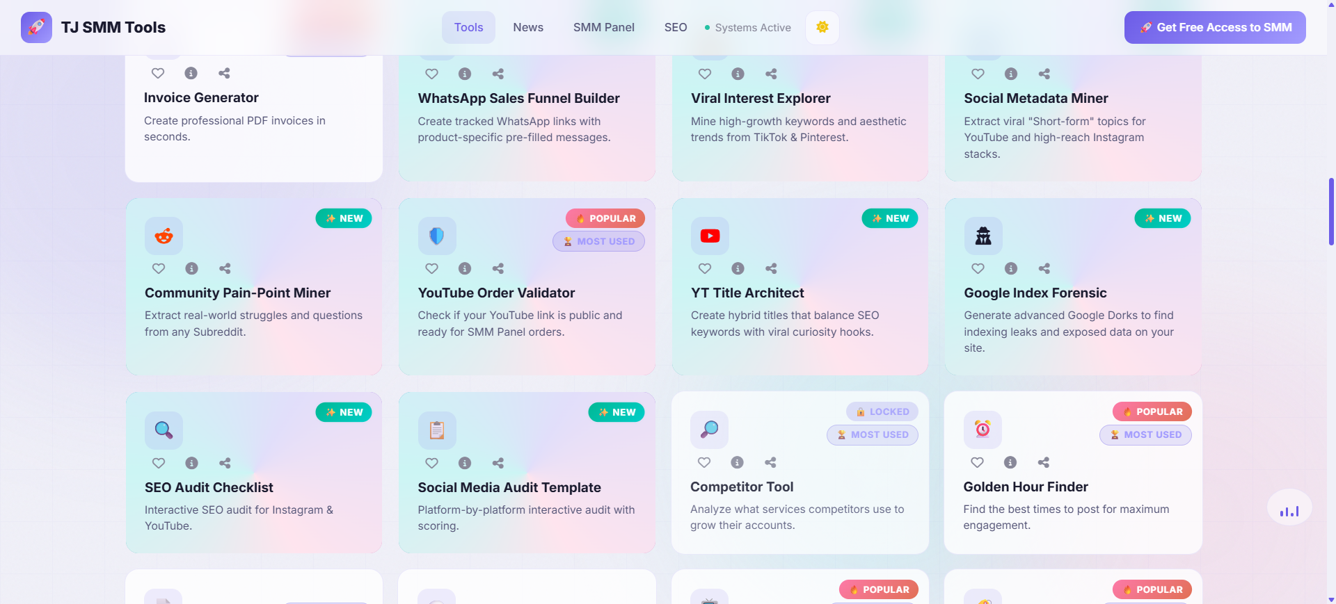  50+ Free SMM Tools by TJ Promotions