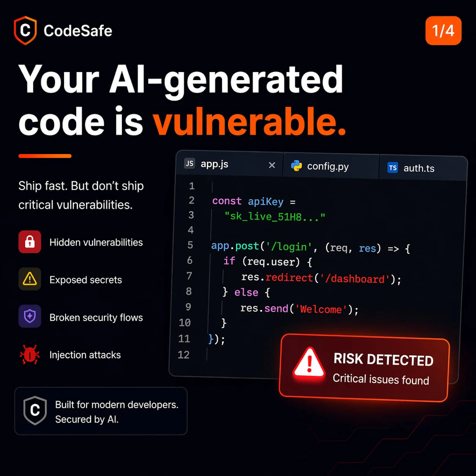 CodeSafe — Security Scanner for Founders screenshot 1