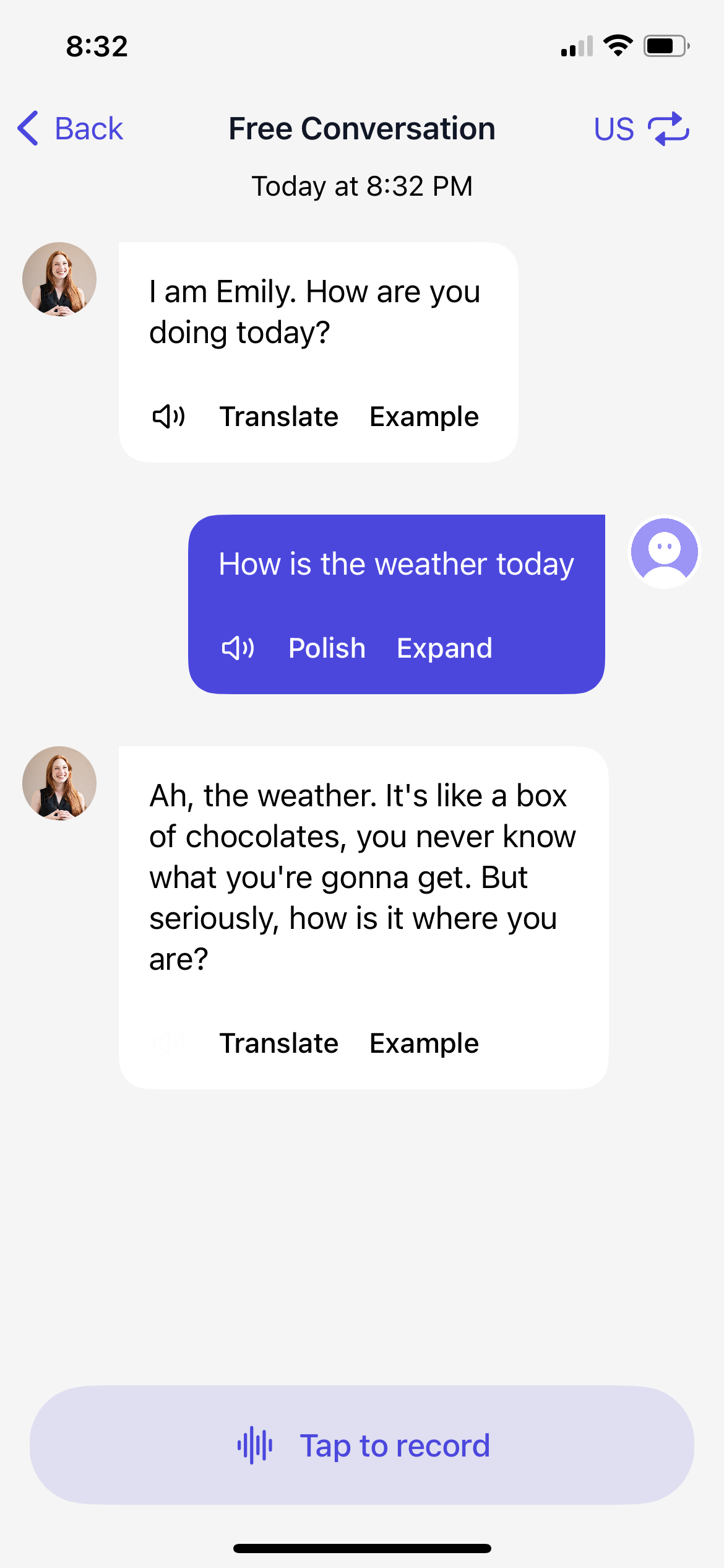Talkface.AI - 1on1 ai dil öğretmeni Camly alternatif olarak. medya 2