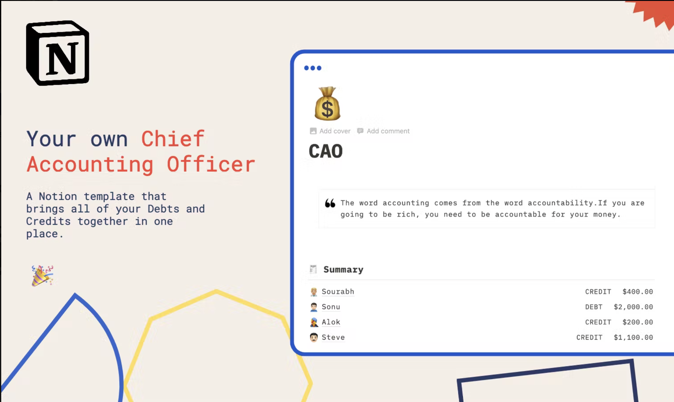 Chief Accounting Officer Notion Template gallery image