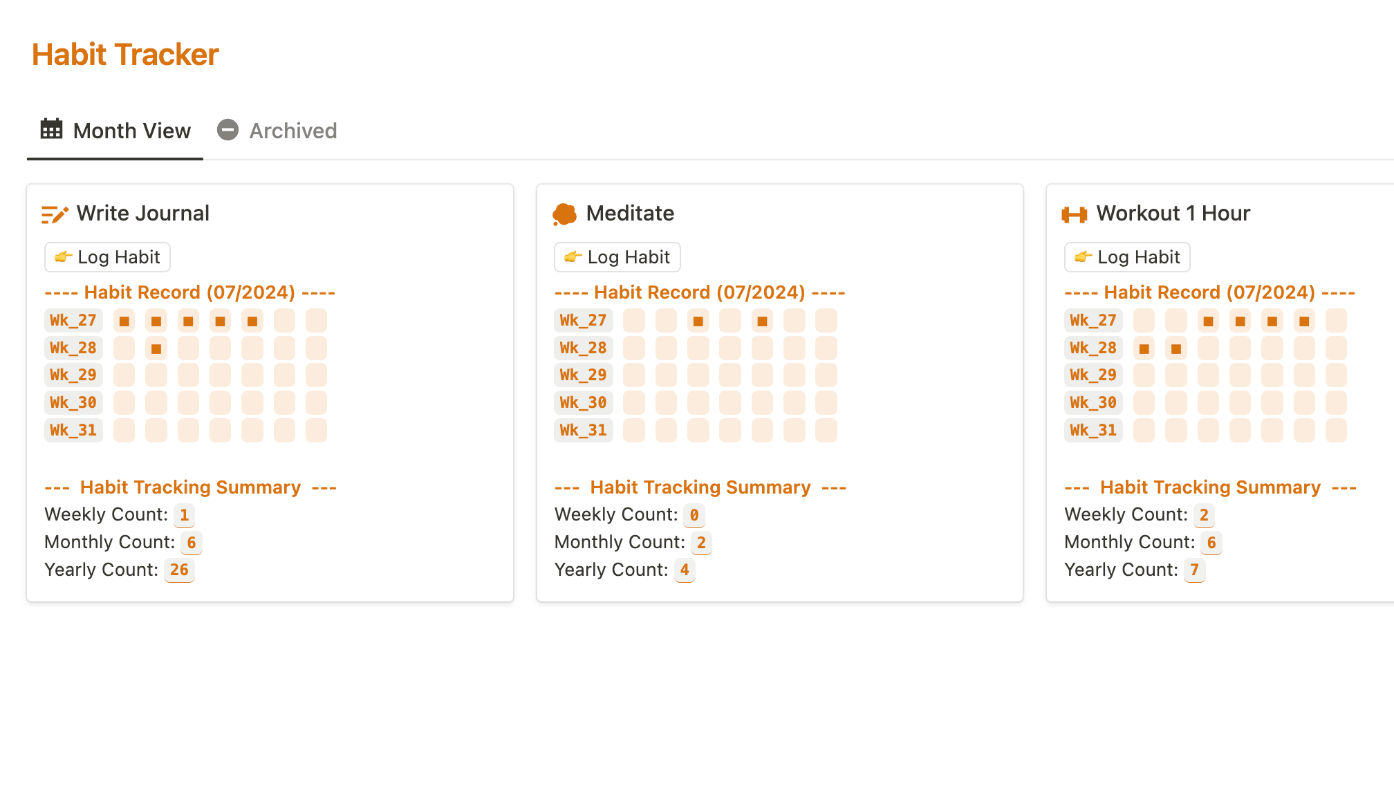 Notion Simple Habit Tracker gallery image