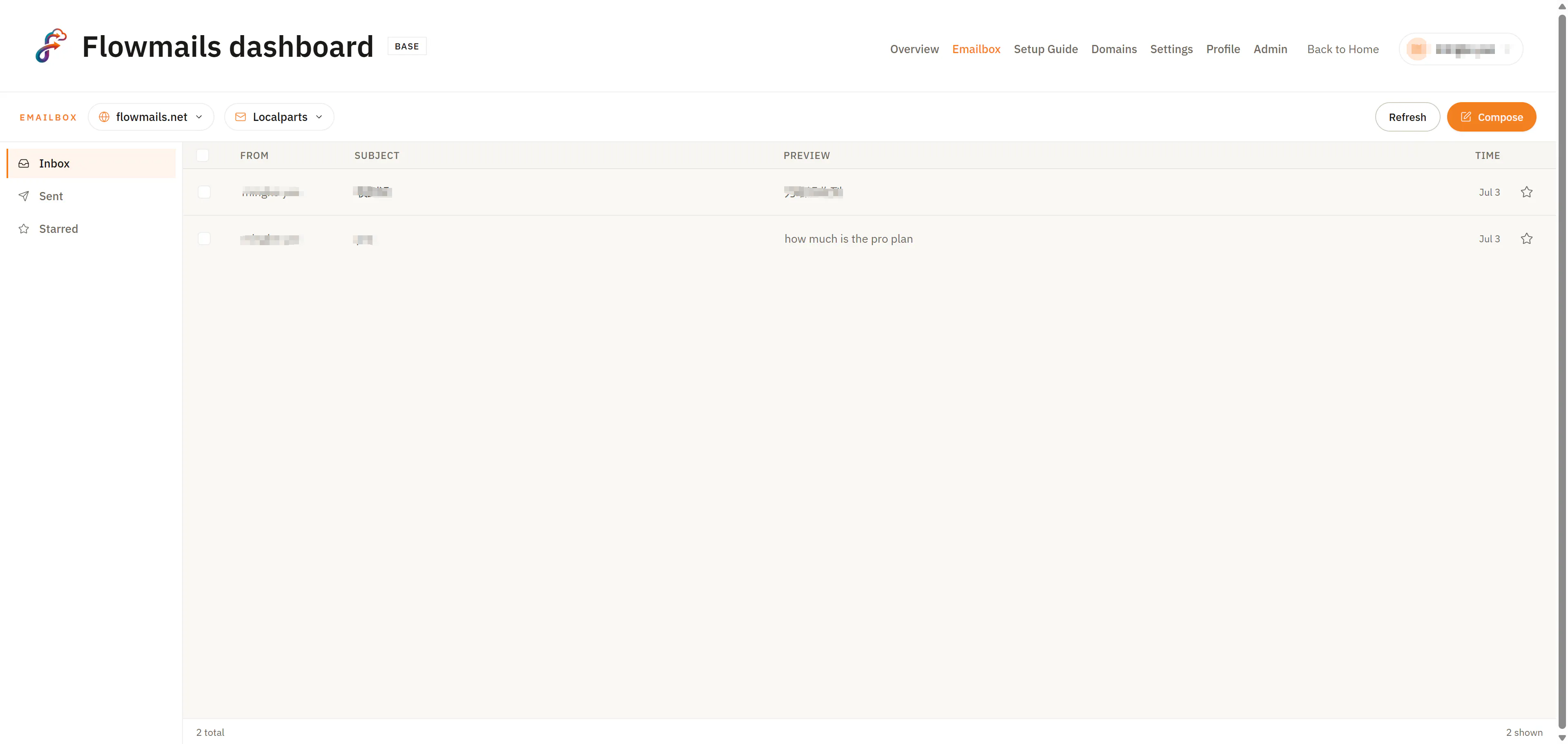 Flowmails | CF native domain email box gallery image