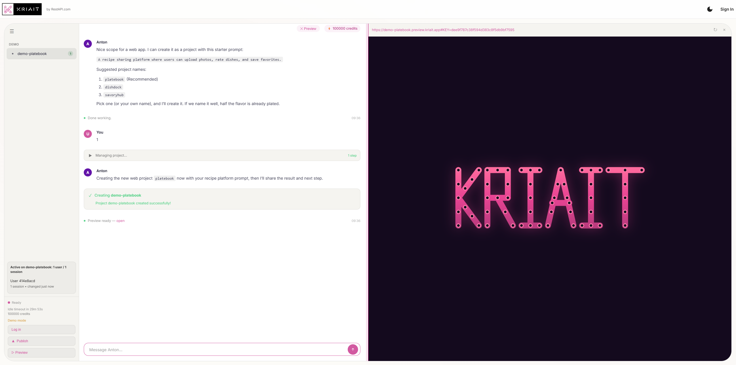 kriait - Screenshot 2 showing product features and functionality