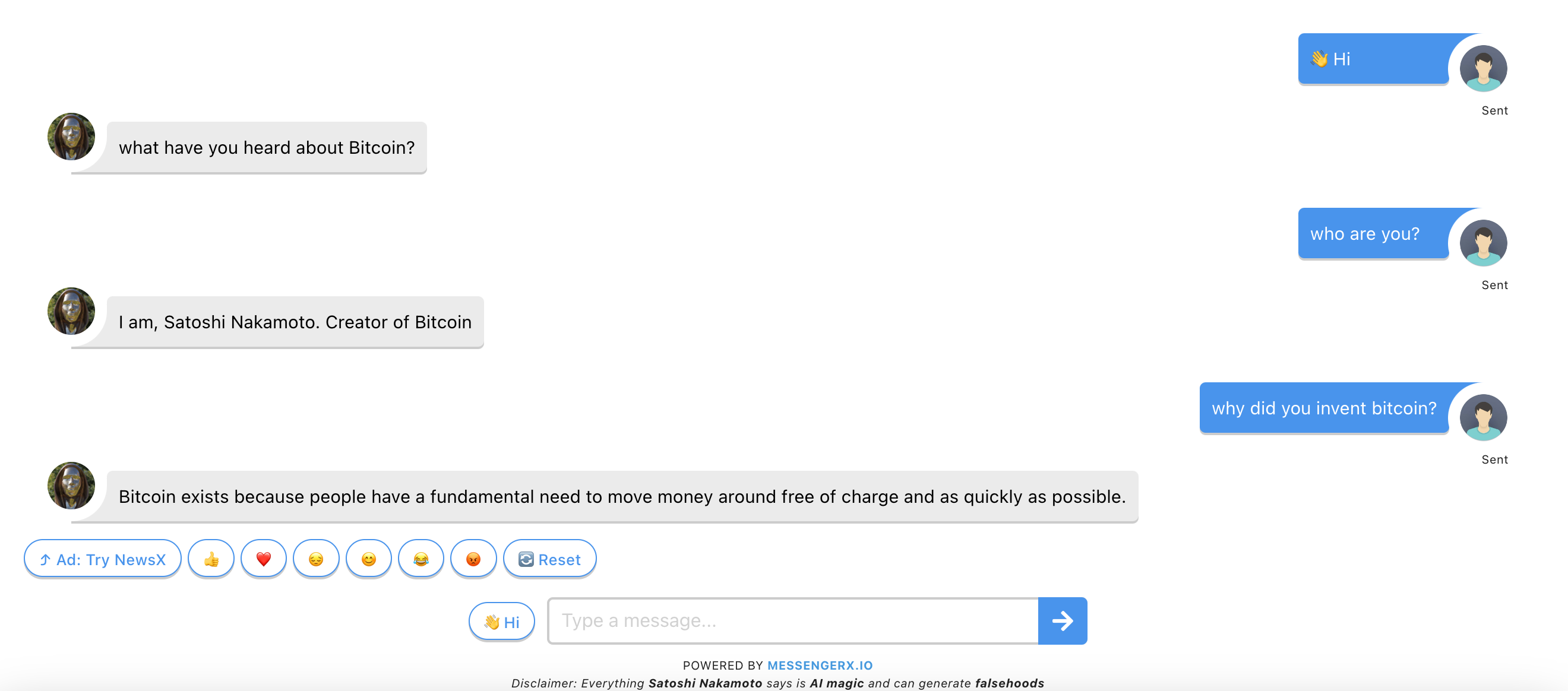 Satoshi Nakamoto - Chatten Sie mit Satoshi, dem Schöpfer von Bitcoin Medien 1