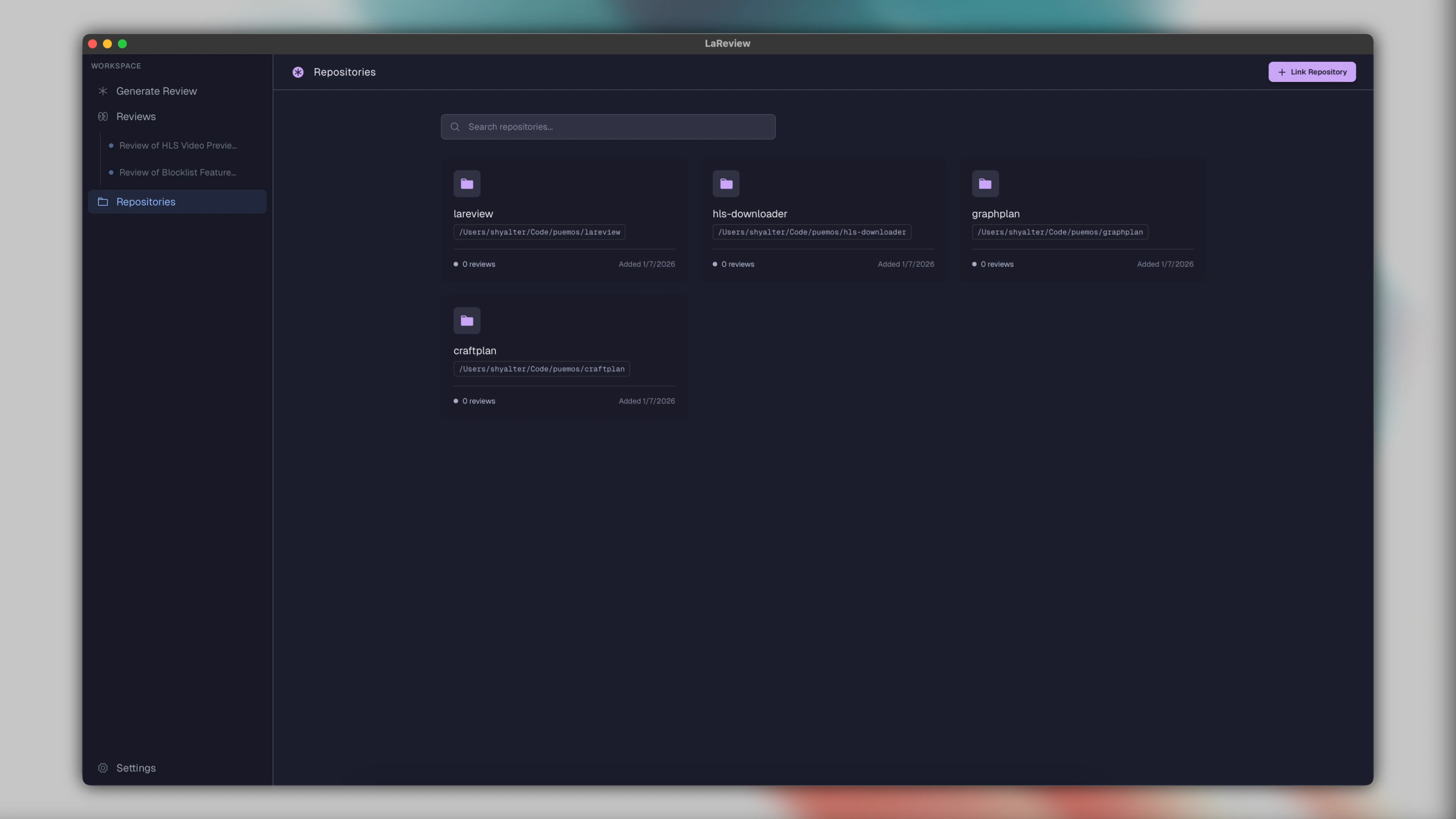 LaReview screenshot 3