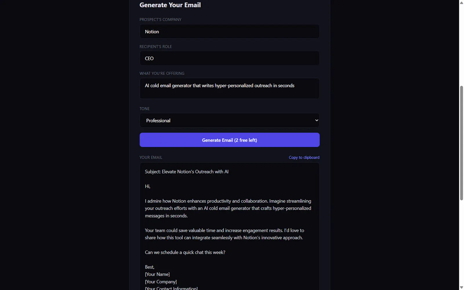 ColdMailAI screenshot 1
