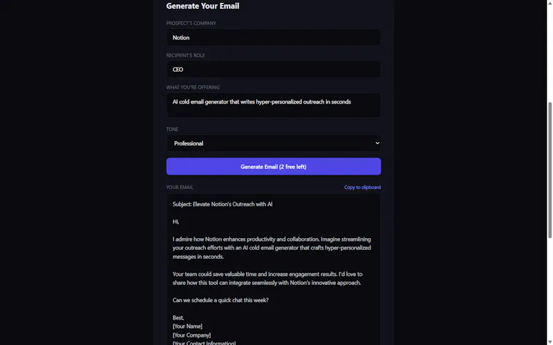 ColdMailAI screenshot 1