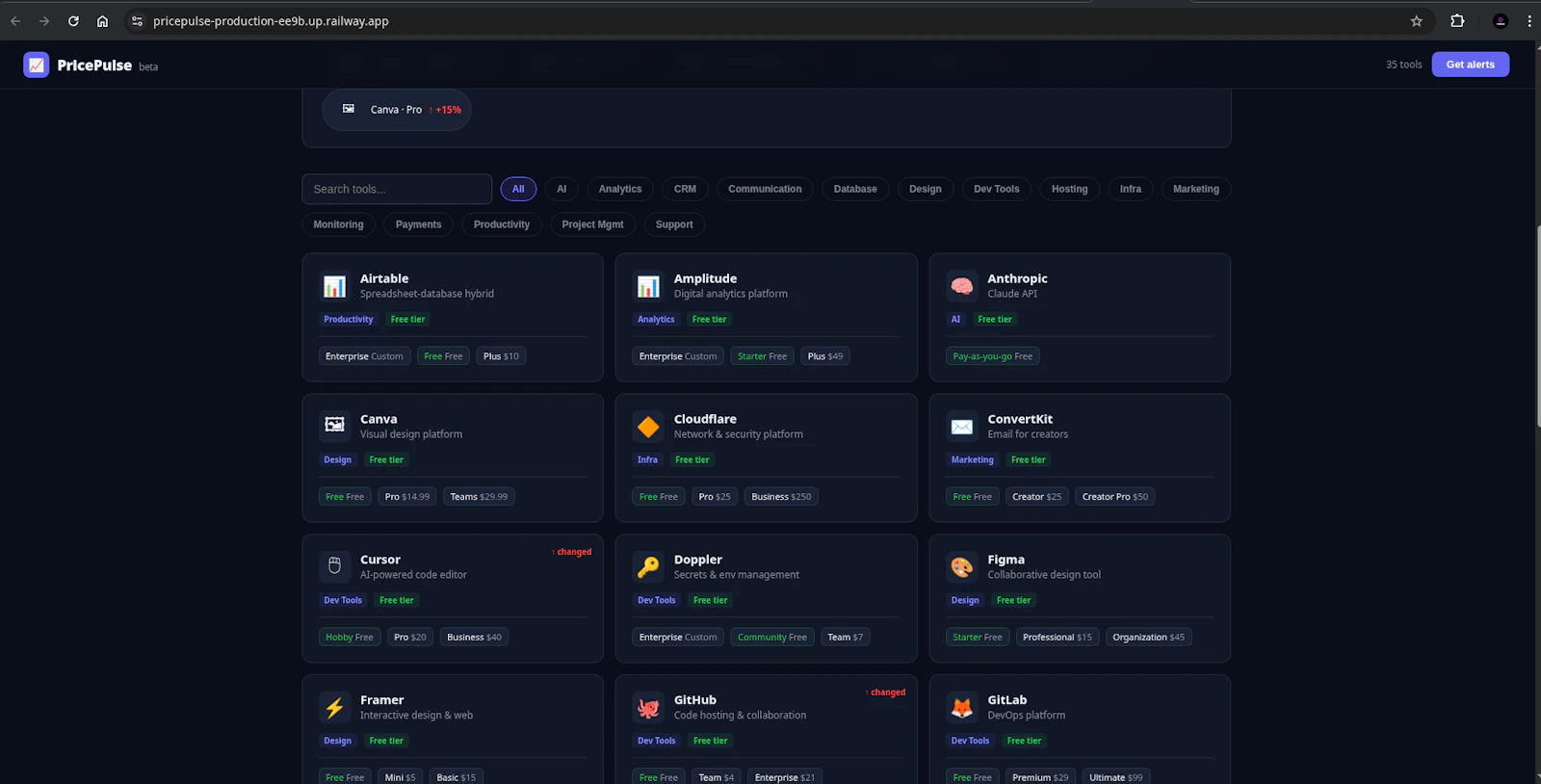 PricePulse — SaaS Price Tracker screenshot 2